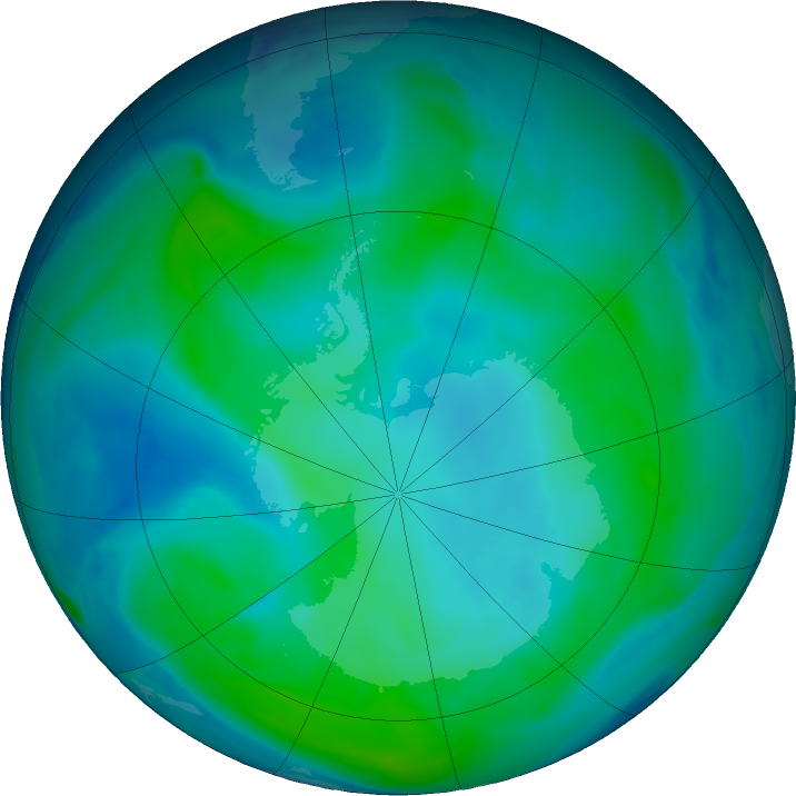 Antarctic ozone map for 04 February 2024